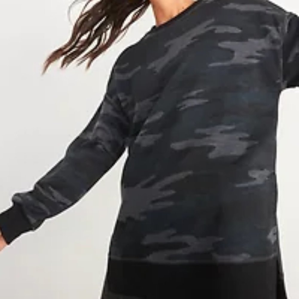 Old Navy Heather Gray Camo Oversized Vintage Tunic Sweatshirt for Women XXL Tall